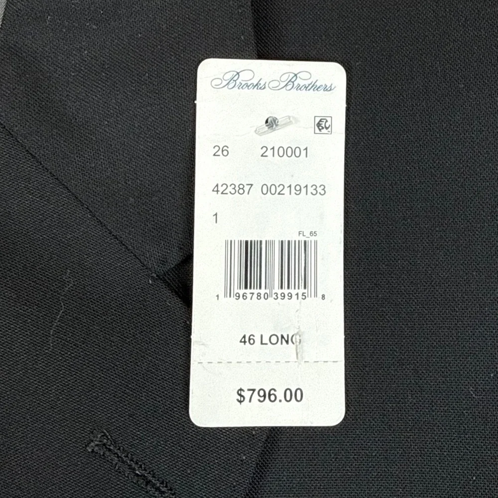 NEW Brooks Brothers Men 46L (40x34) Black Explorer Vitale Barberis Canonico Suit